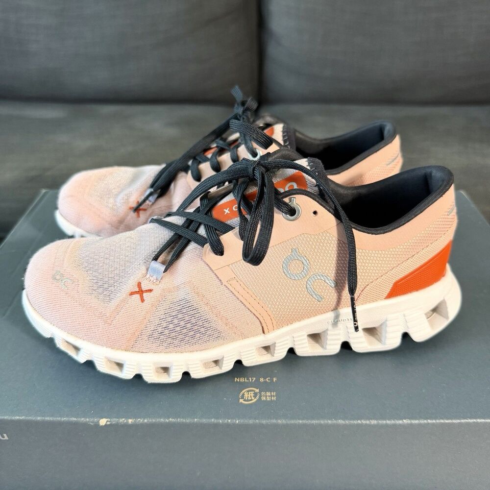 On Cloud X 3 Rose Pink Sand Orange Running Shoes 60.98691 Women's Size 6